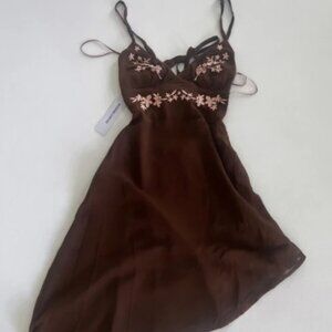 Princess Polly Asymmetrical Midi Dress Brown
